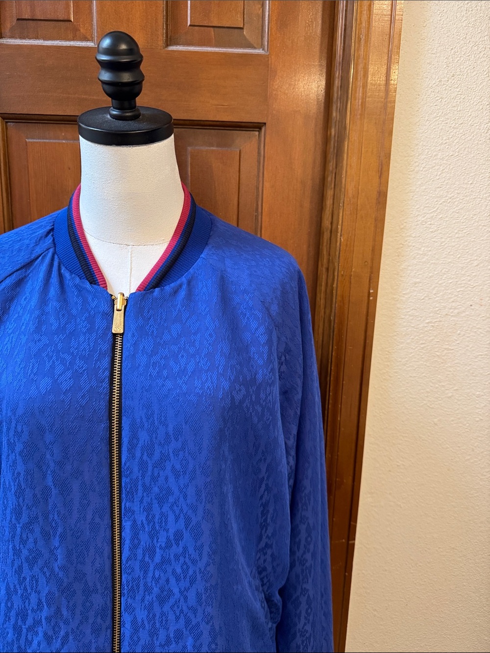 NWT Scotch & Soda Royal Blue Bomber Jacket with Pink Trim Size XL